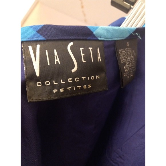 Via Seta Collection Womens Geometric Lined Silk Short Skirt Size 4P - Picture 7 of 10